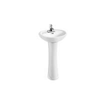 Project Hot Sale Ceramic Washroom Pedestal Basin with Faucet Hole