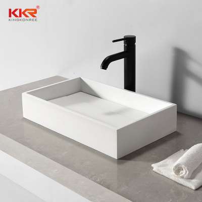 Square solid surface basin bathroom vanity sink stain resistance