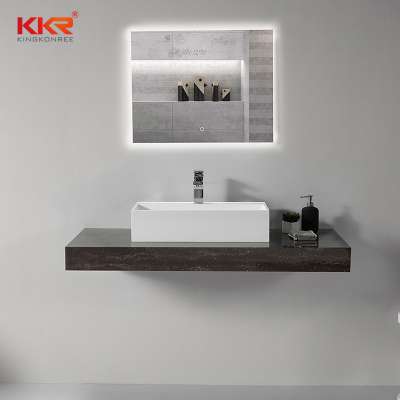 KKR solid surface vanity sink rectangle bathroom stone resin basin can be customized