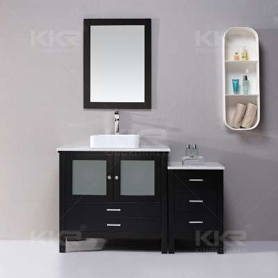 Full Set Sanitary Ware Black Cabinet Wall Hung Wash Basin for Bathroom