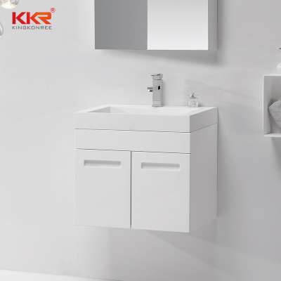 Cheap sell Solid Surface Stone white simple Bathroom Wash Basin Vanity Cabinet