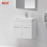 Cheap sell Solid Surface Stone white simple Bathroom Wash Basin Vanity Cabinet