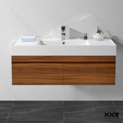 KKR French Modern Hotel Bathroom Free Standing Solid Surface Acrylic Vanity Basin Cabinet