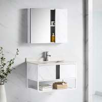 New style  ceramics basin modern bathroom vanity with mirror cabinet Stainless Steel Bathroom Cabinet