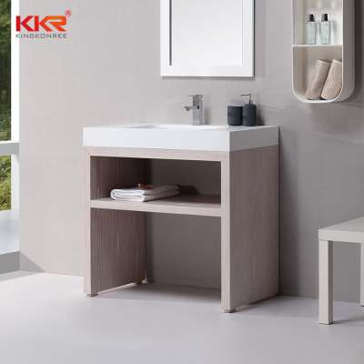 Dubai price solid surface white simpel custom bathroom sink cabinet basin