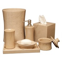 Beige and gray natural stone bathroom accessory, elegant real marble bathroom accessory set