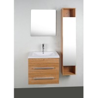 60cm (24 in) 2 drawers wall mounted bathroom vanity maple melamine with basin with side cabinet